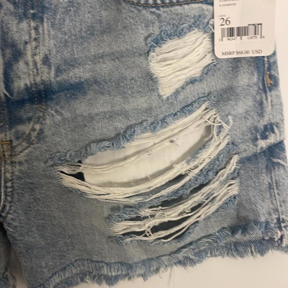 Free People Maggie Mid Rise Distressed Denim Shorts - Picture 8 of 9